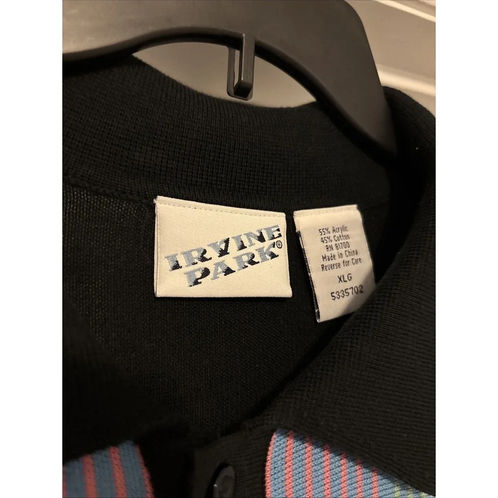 Vtg Irvine Park Button Up Knit Shirt Mens Rockabilly Preppy Collared Retro XL - Picture 2 of 5